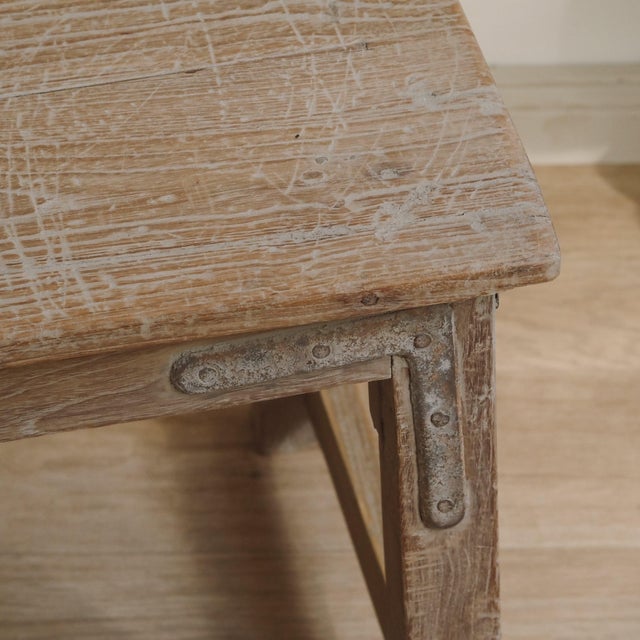 Bench with Iron Brackets For Sale - Image 4 of 10