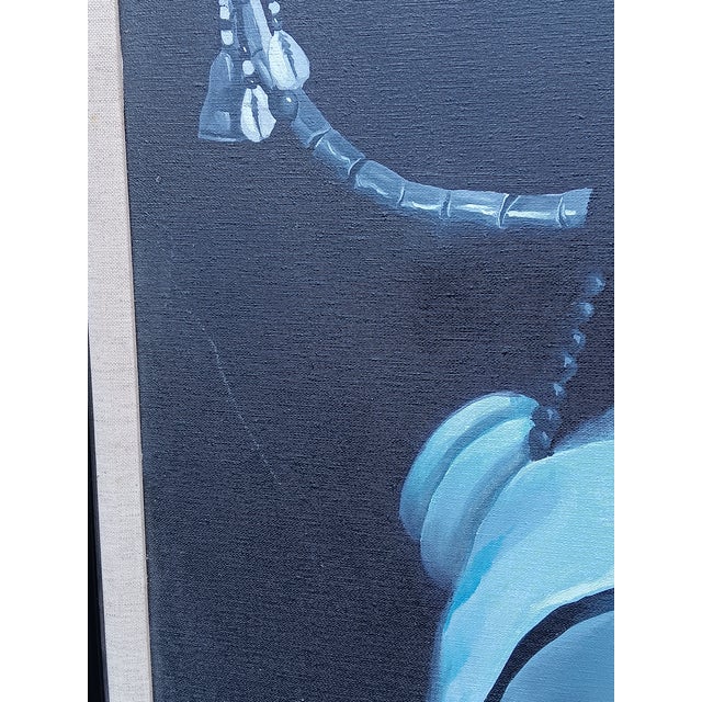 Textile Vintage African Tribal Woman Portrait Realism Painting Framed and Signed by Artist For Sale - Image 7 of 12