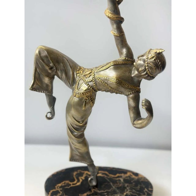 French Circa 1920 Art Deco Snake Charmer Bronze Sculpture by S. Lipchytz For Sale - Image 3 of 7