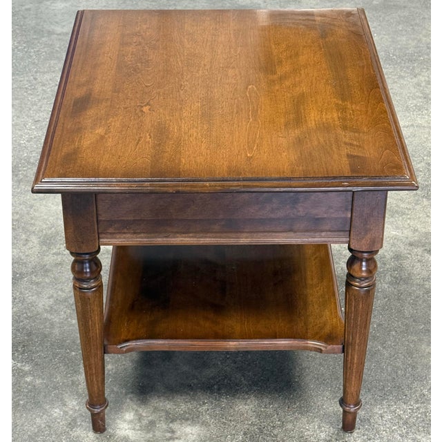 1980s Ethan Allen Classic Manor Solid Maple End Tables / Nightstands For Sale - Image 5 of 12