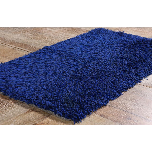 Blue Vintage Blue Swedish Rya Rug, 02'02 X 03'09 For Sale - Image 8 of 10