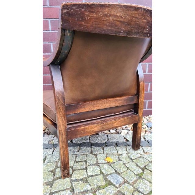 1950s Vintage Chair in Wood and Leather, 1950s For Sale - Image 5 of 15