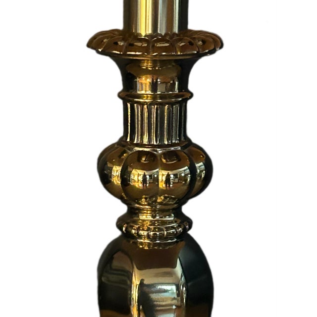 Vintage Stiffel Style Brass Lamp With Double Sockets For Sale In New York - Image 6 of 12