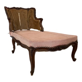 1920s Antique Louis XV French Walnut Chaise Lounge For Sale