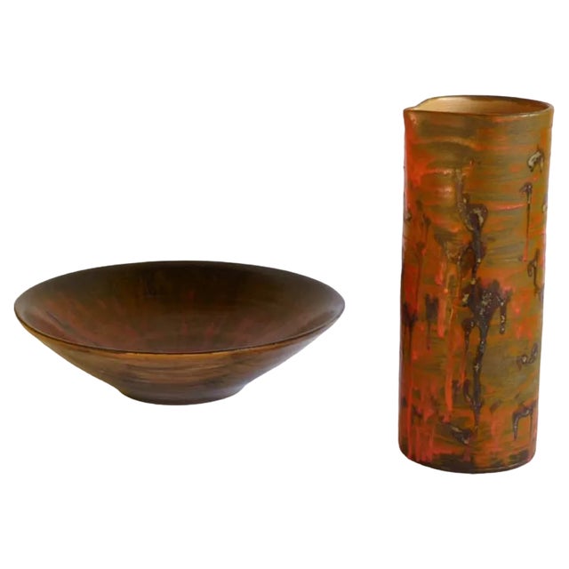 Abstract Ceramic Set by Alf Gaudenzi, Albisola, Italy, 1960s, Set of 2 For Sale