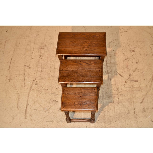 Nest of Three English Oak Tables, Circa 1900 For Sale - Image 9 of 9