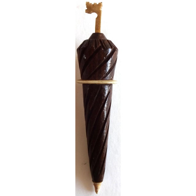 Antique 19th-Century French Parasol Treen Carved Rosewood Needle Case For Sale - Image 9 of 9