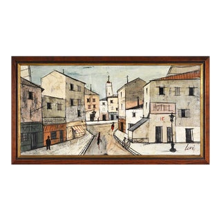 20th Century Morning Street Oil Painting on Art Board Charles Levier For Sale
