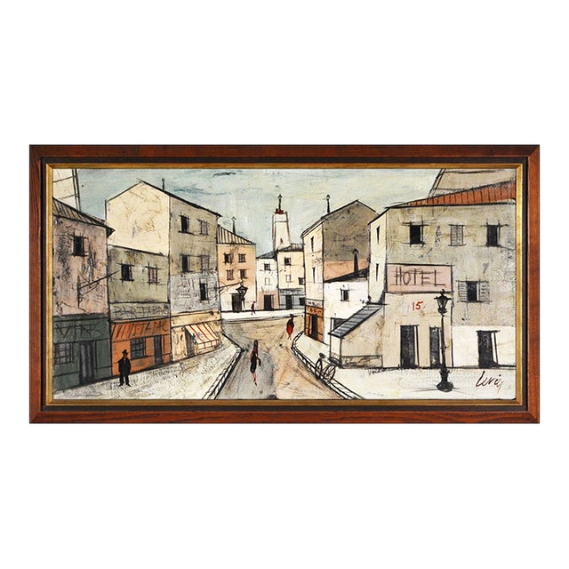 20th Century Morning Street Oil Painting on Art Board Charles Levier For Sale