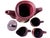 Ceramic Vintage Royal Orchid Stoneware Burgundy Coffee Service, Postmodern Ribbed Design - 5 pcs For Sale - Image 7 of 7