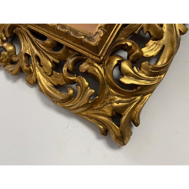Florentine Gilt Wood Mirror with Acanthus Leaf Carving, 1920s For Sale - Image 6 of 10