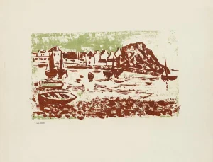Landscape of the River - Original Lithograph by Jean Chapin - Early 1900 Early 1900