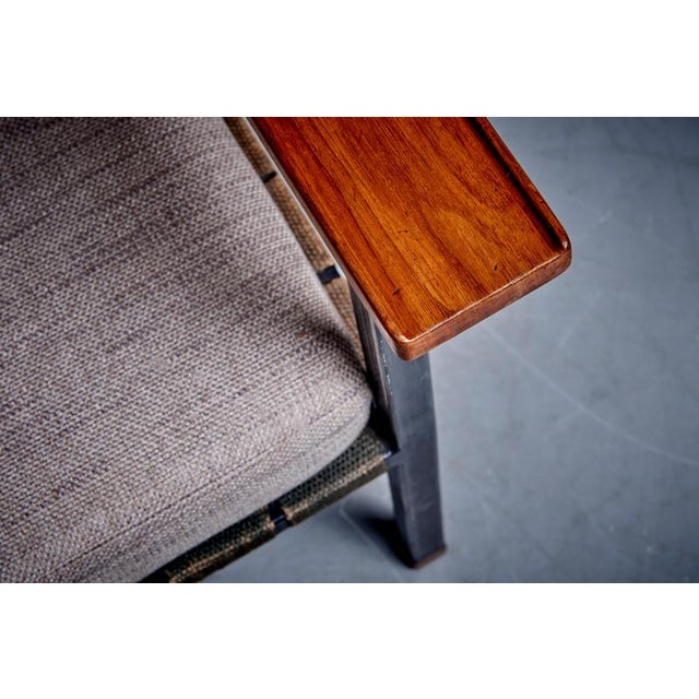 Set of Armchair and Ottoman with Walnut Armrests attributed to Carl ...