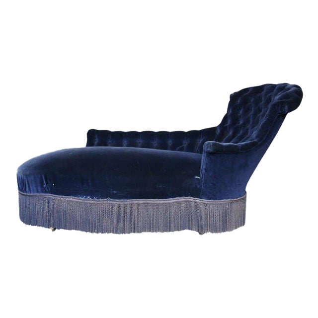 Chaise Longue in Blue Velvet Chairish