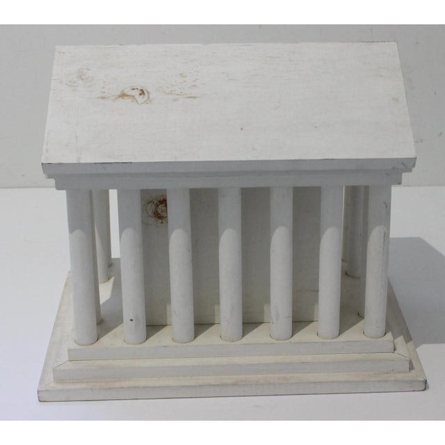 Mid 20th Century Neoclassic Revival Greek Parthenon Bird-House Decor Adirondack Folk Art in Painted Whitewashed Wood For Sale - Image 5 of 10