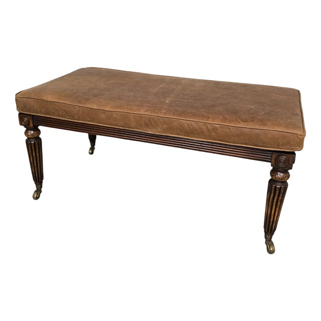 Regency Mahogany Bergère and Leather Stool, 1920 For Sale
