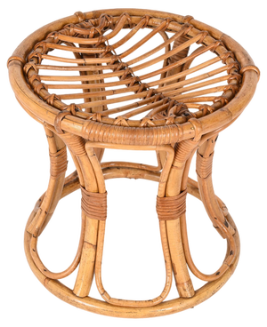 Mid-Century Modern Rattan and Bamboo Italian Round Stool, 1960s