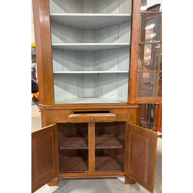19th Century Handcrafted American Walnut Corner Cupboard For Sale - Image 10 of 12