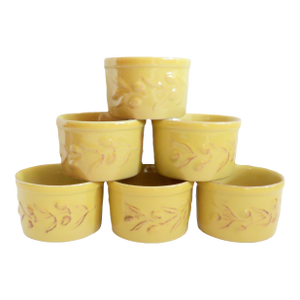 Late 20th Century Portuguese Mustard Hued Individual Glazed Stoneware Ramekins - Set of 6