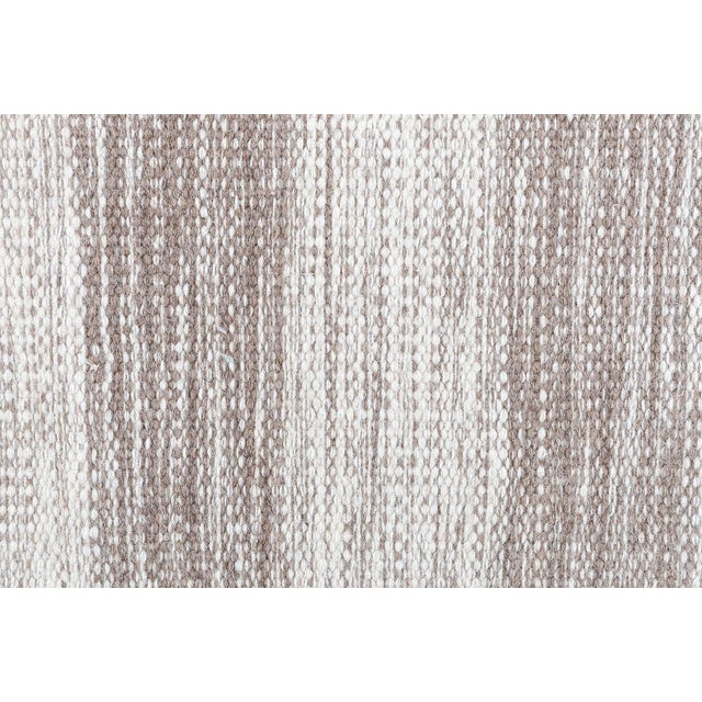 Modern Contemporary Striped Brown and Beige Flat-Weave Wool Rug by Doris Leslie Blau For Sale - Image 3 of 9