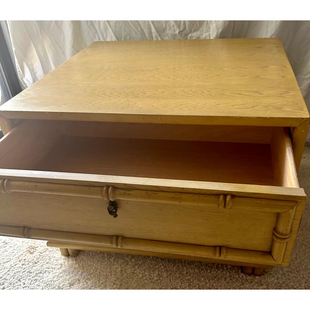 Mid 20th Century Vintage Chinoiserie Faux Bamboo Two Drawer End Table by American of Martinsville For Sale - Image 5 of 10