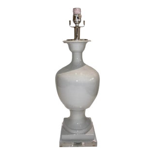 Transitional White Glaze Porcelain Table Lamp For Sale