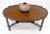 Faux Bamboo Walnut Oval Shield Shape Compact 37" Long Coffee Side Table For Sale - Image 9 of 12