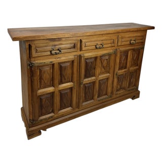 Spanish Rustic Walnut Sideboard with Three Drawers, 1930 For Sale