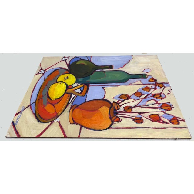 "Perennial Fruits" Contemporary Original, Expressive and Colorful, Still Life Oil Painting on Panel For Sale - Image 4 of 7