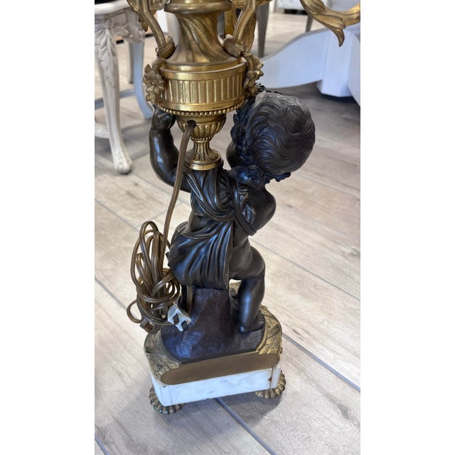 Antique French Louis XVI Style Figural Candelabra Table Lamp For Sale - Image 4 of 10