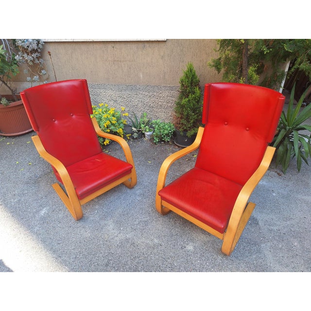 Model 36/401 Armchairs in Birch Wood and Leather by Alvar Aalto for Artek, 1960s, Set of 2 For Sale - Image 11 of 12