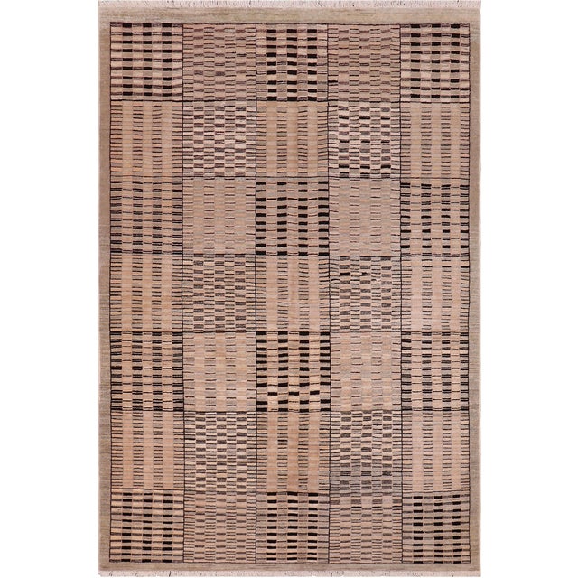 Shabby Chic Gabbeh Beige/Green Wool Rug - 6'0'' X 8'8'' For Sale - Image 9 of 10