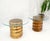 Pair Solid Carved Wood Cylinder Shape Bases Glass Top End Side Tables Stands For Sale - Image 4 of 18
