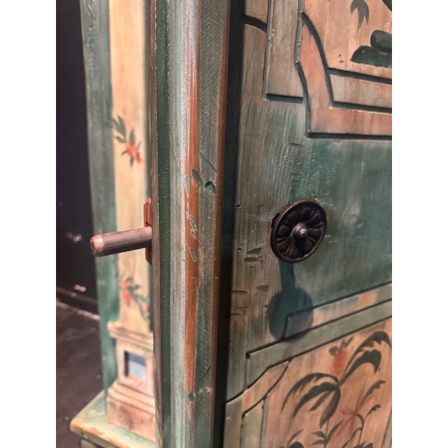 Custom-Made Italian Style Folk-Painted Farmhouse Armoire Cabinet, C. 1990s For Sale - Image 14 of 15