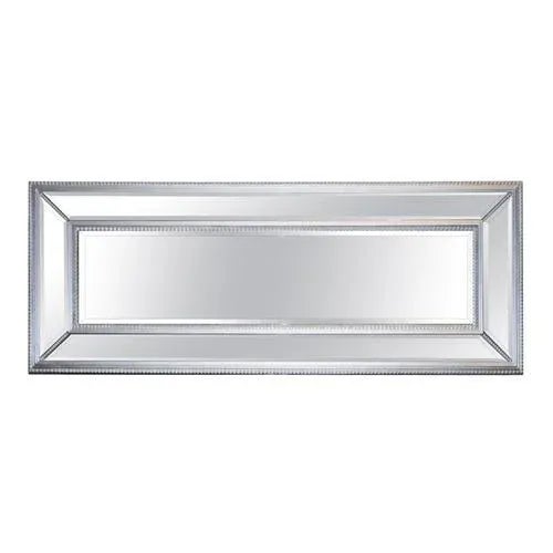 Large Silver Beaded Cushioned Bevelled Rectangular Mirror For Sale - Image 10 of 10