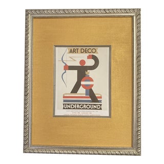 Rare Art Deco Alan Rogers Design London Underground Museum 1980s Lithograph Poster, Covent Garden, Framed For Sale