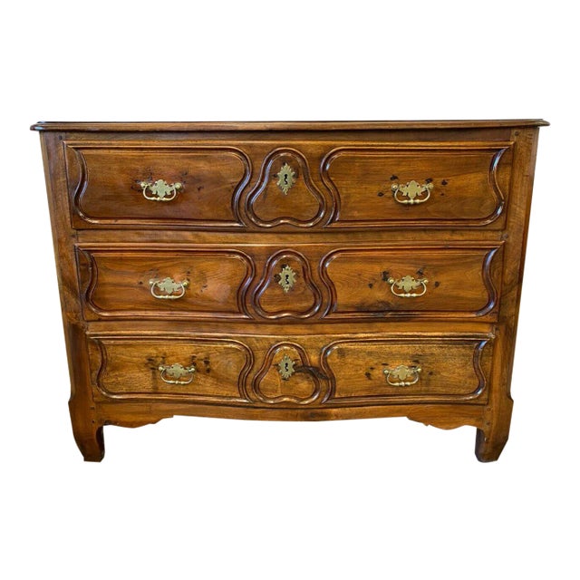 French Antique Carved Three Drawer Commode - 19th C For Sale