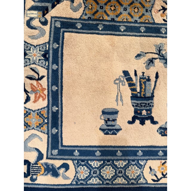 1940s Chinese Art Deco Rug With Scholar’s Objects Motif 2'4" X 4'5" For Sale - Image 10 of 12