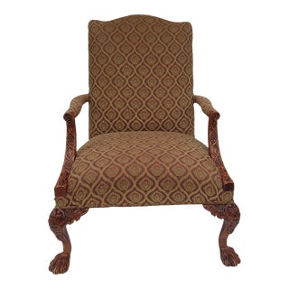 1980s Vintage Pre Victorian Throne Style Craved High Back Chair For Sale