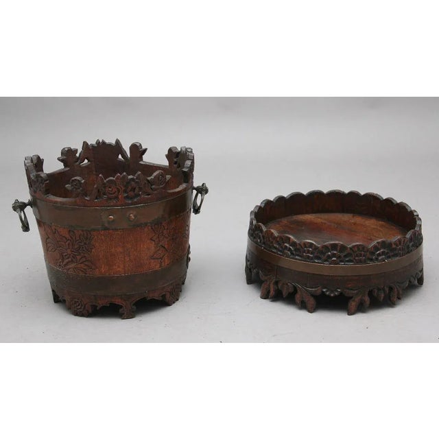 19th-Century Carved Oak Basket on Stand For Sale - Image 5 of 11