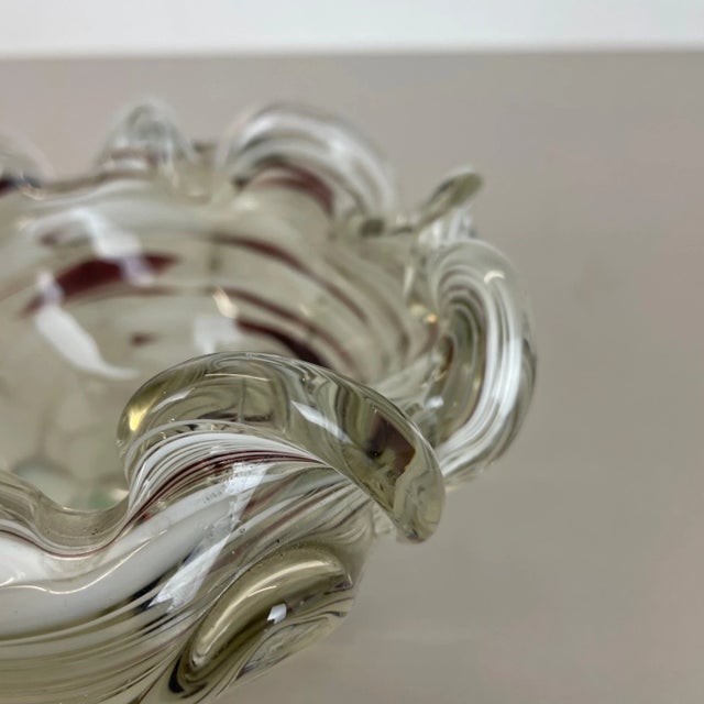 Large Italian Murano Glass Floral Bowl Ashtray, 1970s For Sale - Image 10 of 18