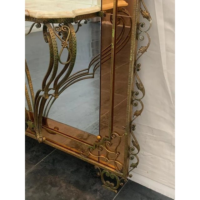 Metal Wrought Iron Console Table with Mirrored Back by Pierluigi Colli, 1950s For Sale - Image 7 of 12