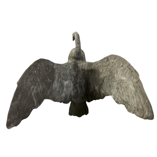 Large-Scale Verdigris Bronze Swan Garden Sculpture For Sale - Image 4 of 12