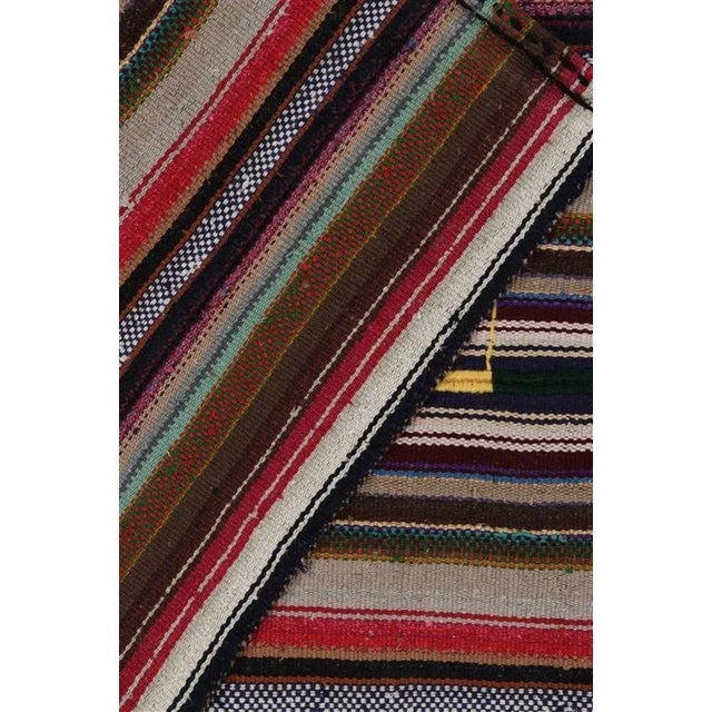 Textile 1950s Vintage Chaput Kilim Rug in Red and Brown, Multicolor Stripe Patterns-3x9 For Sale - Image 7 of 7