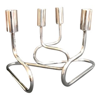 Vintage Modernist Italian Silver Plated Candle Holder Circa 1950s Poseable Art For Sale