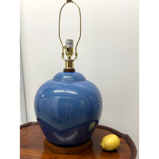 Chinoiserie Vintage Ralph Lauren Blue Table Lamp For Sale - Image 3 of 5