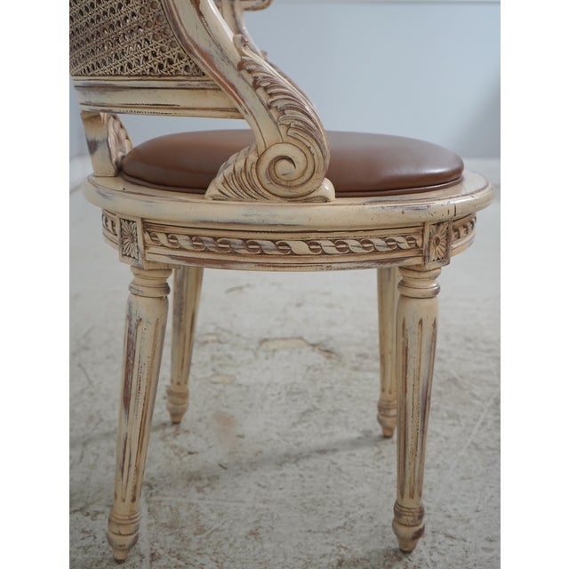 French Louis XV Cane Back Painted Vanity Stool For Sale - Image 12 of 18