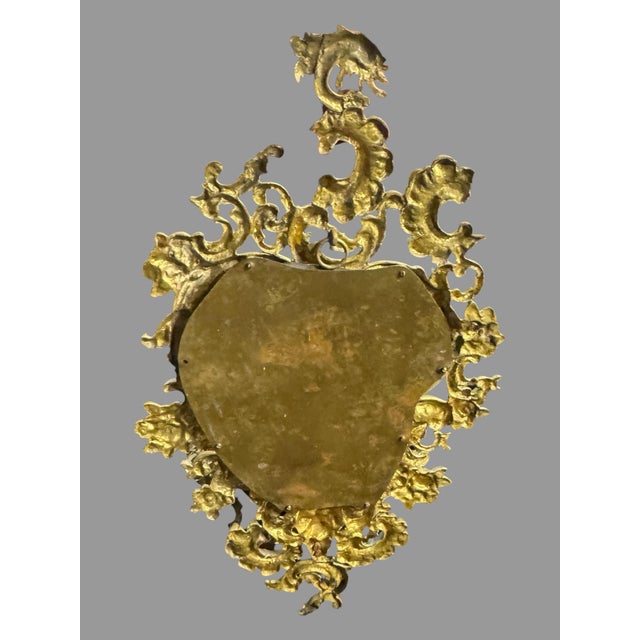 Early 20th Century Antique Rococo Revival Gilt Cast Metal Mirrored Wall Sconce Candelabra 28.5” For Sale - Image 5 of 12