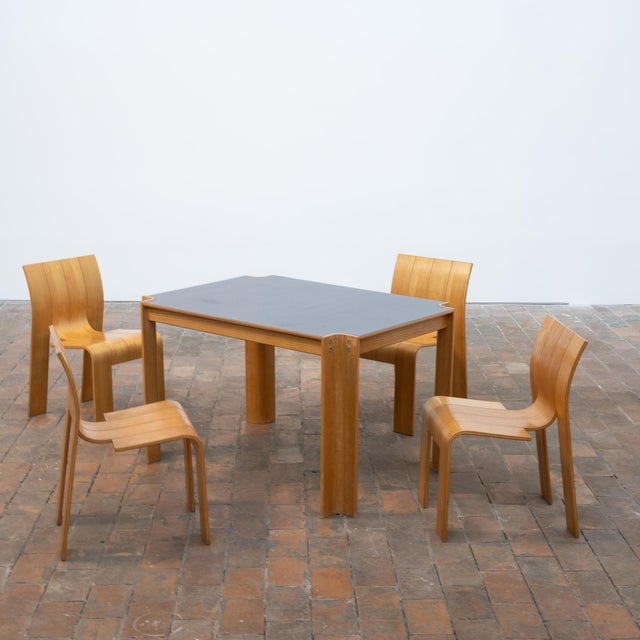 Wood Strip Chairs and Dining Table by Gijs Bakker for Castelijn, 1970s, Set of 5 For Sale - Image 7 of 10