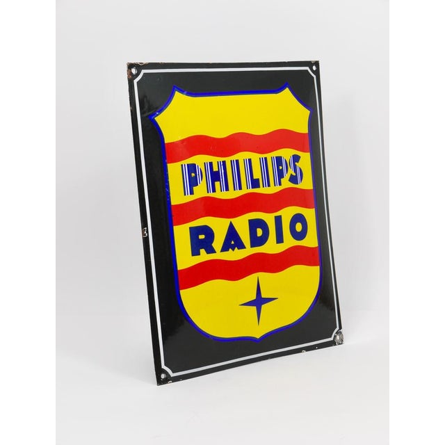 Enamel Philips Radio Advertising Sign, 1930s For Sale - Image 3 of 18